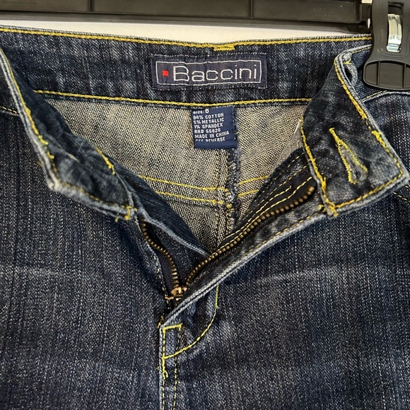 Y2K Baccini Sparkly Glitter Flare Blue Jeans Bell Bottom Denim Gold Size 8 2000s - Picture 7 of 11